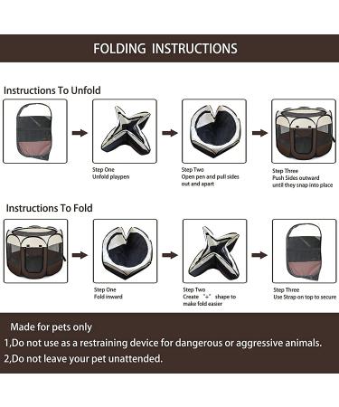Ztinng Portable Pet Playpen with Shade Cover & Pee Pads | Indoor/Outdoor Foldable Design | Includes Carrying Case | Brown L(45x45x24) - Buy Online on SooperMarket.com