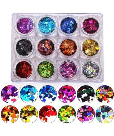 Bonnie-Sam Laser Nail Art Glitter Sequins - 12 Boxes of Butterfly, Star, Moon, Heart, and Flower Designs for Nail, Face, Eyes, and Body Decor - Holiday Collection - Buy Online on SooperMarket.com