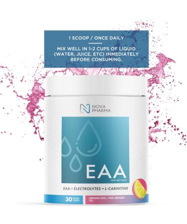 NOVA PHARMA EAA Supplement - Muscle Recovery Supplements - Amino Acids - 30 Servings - 4 Flavors (Pink lemonade) - Buy Online on SooperMarket.com