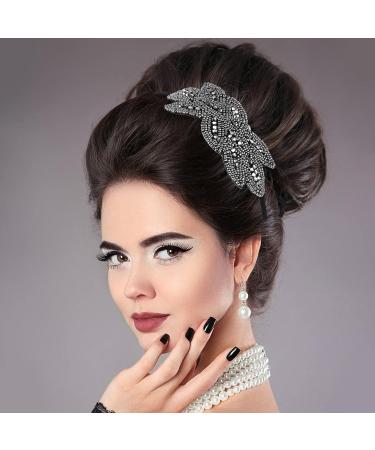 WLLHYF 1920s Black Crystal Rhinestone Headband for Women - Vintage Flapper Hair Accessory for Girls Costume Party - Grey - Buy Online on SooperMarket.com