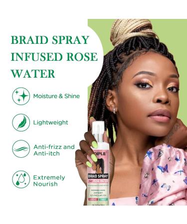 Braid Spray Rose Mint for Dreads Dreadlocks - Braids Locks Spray Rose Water Braiding Spray for Locs Dull Hair Shine & Lightweight - Loc Spray for Box Braids Rosemary Oil for Hair Growth Hair Bonnet 2.27 Fl Oz (Pack of 3) - Buy Online on SooperMarket.com
