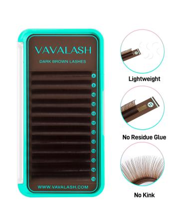 VAVALASH Dark Brown Eyelash Extensions | 0.03mm to 0.07mm Volume Lashes | C D Curl Mixed Lengths 8-15mm | Premium Colored Lash Extensions - Buy Online on SooperMarket.com