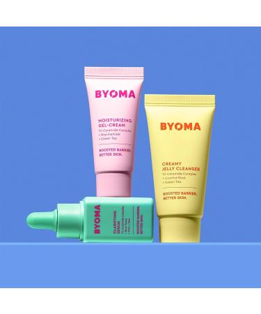 Byoma So Clear Set - Acne Prone Skin Barrier Repair Skincare - Creamy Jelly Cleanser Clarifying Face Serum & Gel-Cream Moisturizer - Unclogs Pores & Targets Blemishes - 30ml 15ml - Buy Online on SooperMarket.com