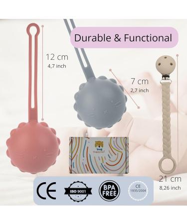 Happydoo Pacifier Box & Chain Set | 2 BPA-Free Pacifier Storage Boxes + Gift Cardboard | Pink & Gray | Easy to Clean & Travel-Friendly - Buy Online on SooperMarket.com