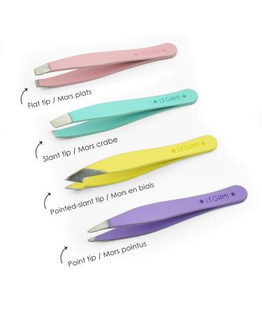 Legami - bye bye Frida set with 4 mini tweezers 5 x 0.5 cm made of stainless steel you can reach hidden hair with the most suitable tip flat tip angled tip sloping tip