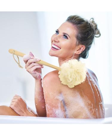 Exfoliating Loofah on a Stick Back Scrubber for Shower Long Handle Shower Sponge for Men and Women - Buy Online on SooperMarket.com