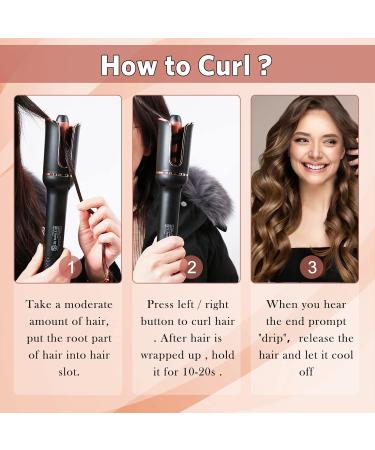 Automatic Hair Curler | 1 Curling Iron with Large Slot Auto Rotating 4 Temps & 3 Timer Settings | Dual Voltage & Auto Shut-off for Perfect Curls - Black - Buy Online on SooperMarket.com