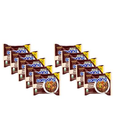 Samyang Jjajang (Chacharoni) Ramen Sweet Soy Bean Sauce Stir Fried Instant Noodles New Packaging 2023 Halal (Pack of 10) by CNMART