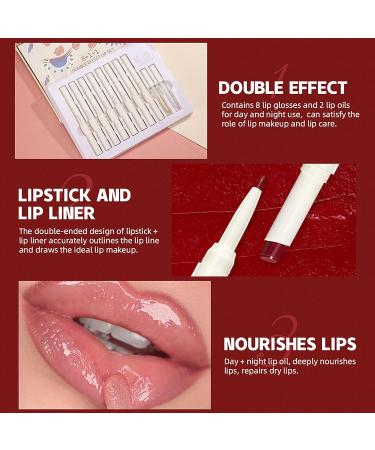 Skynest 8Pcs Matte Lipstick and Lip Liner Pens + 2Pcs Lip Oil Set - Waterproof, High Pigmented Lip Gloss Makeup Gift Set - Buy Online on SooperMarket.com