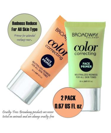 Color Correcting Liquid Primer Peach & Green - Redness Corrector 2 Pack by Broadway Colors - Buy Online on SooperMarket.com