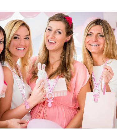 48 Pink Acrylic Necklace Baby Pacifier & Plastic Clothespins Set for Baby Shower Decorations - Buy Online on SooperMarket.com