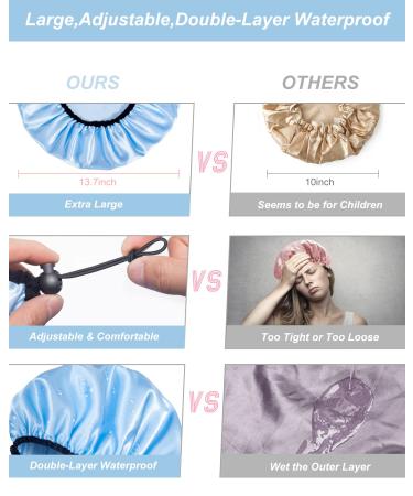 Auban Adjustable Extra Large Shower Cap for Women - Reusable Waterproof Hair Cap in 3 Colors - Buy Online on SooperMarket.com