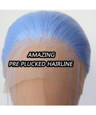 Tawarm Long Light Blue Wig for Black Women | Synthetic Lace Front Glue-Free Hand-Knotted Daily Wear & Cosplay | 33 x 7.6 cm Straight Style - Buy Online on SooperMarket.com