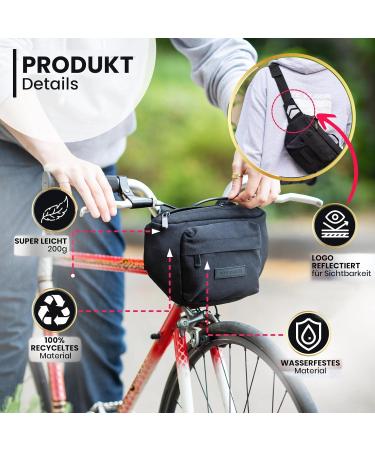 BOMENCE Small Bike Handlebar Pocket - 2-in-1 Sustainable Belt & Hip Pocket Made from Recycled PET (Black) - Buy Online on SooperMarket.com