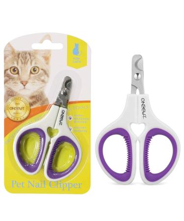 OneCut Pet Nail Clippers Update Version Cat & Kitten Claw Nail Clippers for Trimming Professional Pet Nail Clippers Best for a Cat Puppy Kitten & Small Dog (Purple)