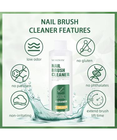 Morovan Nail Brush Cleaner - 8oz Restorer for Acrylic, Gel, Paint & Kolinsky Brushes - Buy Online on SooperMarket.com