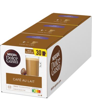 Nescaf Dolce Gusto Caf Au Lait XXL supply box 90 coffee capsules selected robusta beans light coffee enjoyment with creamy milk foam 3-seat Pack (3x30 capsules) 1 piece of caf au lait 1 piece (3 pack)