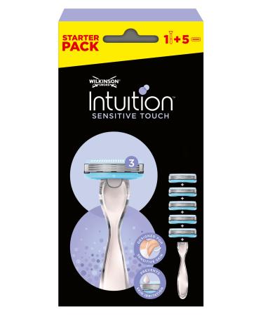 Wilkinson Sword Intuition Sensitive Touch Razor Pack of 1 Razor + 5 Charging Heads Trilamer Value Pack for Women