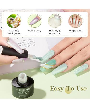 MIZHSE Pearl Top Coat Gel Nail Polish - Mermaid Glitter 2-in-1 Soak Off UV LED Gel for DIY & Salon Use (10ml - Buy Online on SooperMarket.com