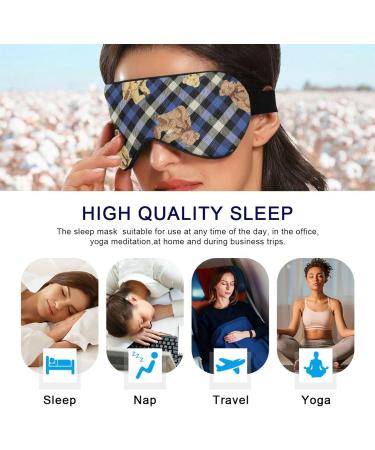 Haskirky Light Blocking Eye Mask for Men and Women - Breathable & Adjustable for Travel, Yoga, Meditation - Deep Sleep Mask - Navy Plaid - Buy Online on SooperMarket.com