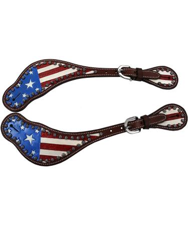 Tahoe Tack Patriotic American Flag Leather Western Spur Straps - Ladies