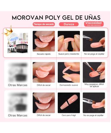 Morovan Poly Gel Starter Set - 8 Colors 48W UV/LED Lamp DIY Nail Kit for Home Use - Perfect Geln gel Poly Gel Extension Set for Women - Buy Online on SooperMarket.com
