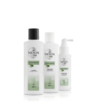 Nioxin Scalp Relief System | For Sensitive, Dry, Itchy Scalp | Cleanses, Soothes & Thickens Hair | Paraben & Sulfate Free 3-Piece Kit