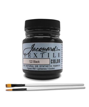 Moshify Jacquard Products Black Textile Color - Fabric Paint Made in USA - JAC1122 2.25-Ounces - Bundled Brush Set 2.25 Fl Oz (Pack of 1)