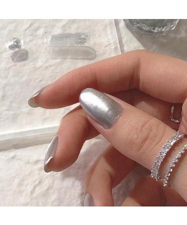 Silver Nail Polish Glitter Chrome Metallic Nail Varnish Quick Dry Breathable Holographic Metal Mirror Effect Nail Polish No UV Needed Nail Polish Nail Art DIY Nail Salon for Women Girls at Home - Buy Online on SooperMarket.com