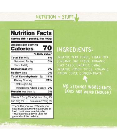 Pumpkin Tree Organics Pear Fruit Snack Pouch with Fiber & Lemon 3.5 oz (Pack of 10) - Buy Online on SooperMarket.com