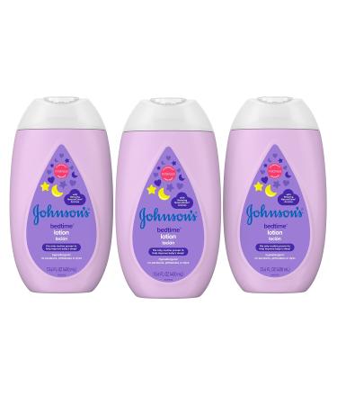 Johnson's Moisturizing Bedtime Baby Lotion with Coconut Oil & NaturalCalm Aromas to Help Relax Baby, Hypoallergenic & Free of Parabens, Phthalates & Dyes, Mild Baby Skin Care, 13.6 fl. oz x 3 pack