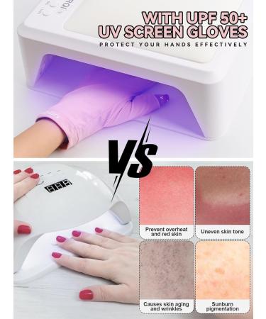 Kalolary Anti UV Gloves for Nail Lamp UPF50+ UV Protection Gloves for Manicure Nail Art Fingerless UV Shield Gloves for Women Girls Gel Manicures (Pink) - Buy Online on SooperMarket.com