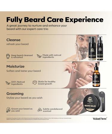 Waking Forest Beard Growth Kit | Luxury Beard Care for Men - Oil Wash Conditioner Balm & Comb - Buy Online on SooperMarket.com