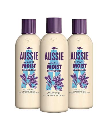 Aussie Miracle Moist Care for dry thirsty hair 3 -pack (3 x 250 ml) with macadamia nut oil hair care dry hair hair care for dry hair dry hair conditioner
