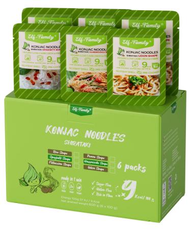 Elf Family Premium 3+3 varieties Tasting package Konjak noodles 9kcal low carb/keto/instant pasta shirataki/low -calorie/vegan/gluten -free/sugar -free -Spaghetti/glass noodles/udon