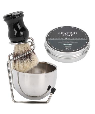 4PCs shaving brush set men's shaving set small size easy to use at home and when traveling pleasantly to keep men shaving soap brush stainless steel shaving shell rack kit
