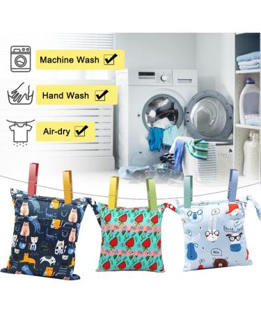 Wet Bag HOTLIKE Dry Wet Bag 3 PCS Nappy Bag for Cloth Diapers Travel Bag Organiser Waterproof Reusable Produce Bags with Handle and 2 Zipper Pockets Wet Suit Bag for Trip Beach Daycare Gym (Black) - Buy Online on SooperMarket.com