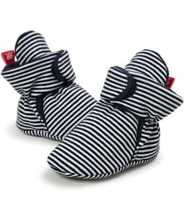 EDOTON Unisex Newborn Winter Boots - Warm Stripe Booties for 0-6 Months - Non-Slip Sole & Adjustable Socks - Black Stripe - Buy Online on SooperMarket.com