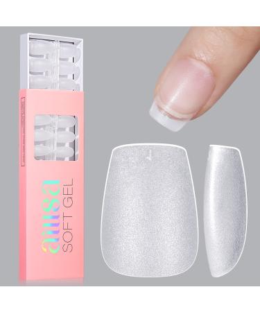 AILLSA Extra Short Coffin Nail Tips - 240 PCS Upgraded Matte Soft Gel Full Cover Nail Tips No Filed Pre-shaped Clear Acrylic False Gelly Nail Tips for DIY Press On Nails 15 Sizes Ultra Short Coffin 240PCS