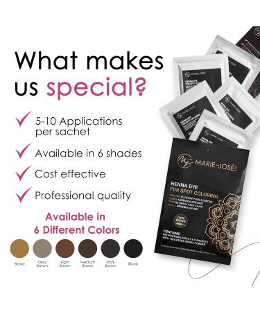 Marie-Jos & Co Henna Dye Set - Professional Grade Dark Brown Henna Tint for Spot Coloring - 50 Applications - International Shipping Available - Buy Online on SooperMarket.com