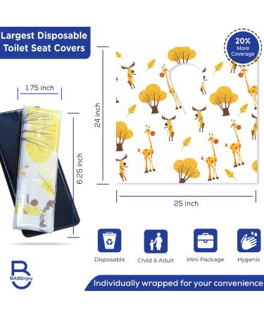 40-Pack Disposable Toilet Seat Covers - BABEnjoy Giraffe Pattern Extra Large - Ideal for Kids, Toddlers, and Adults - Potty Training, Public Bathrooms, Airplanes - Buy Online on SooperMarket.com