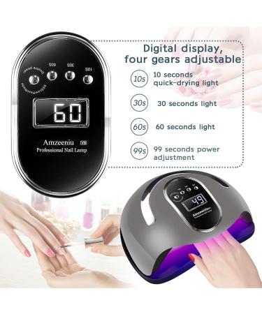 Amzeeniu 168W Nail Dryer Lamp - Professional UV LED with Infrared Sensor & 4 Timer Settings for Gel Nails - Ideal for Home & Salon Use - Buy Online on SooperMarket.com