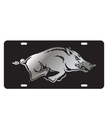 Arkansas Razorbacks Acrylic laser Cut Inlaid Plate Black w/Silver Razorback