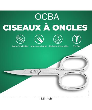 OCBA Professional Stainless Steel Curved Blade Cuticle Nail Scissor for Thick Toenails - Men and Women - Ideal for Manicure, Pedicure, Eyebrows, Nose Hair, and Beard - Buy Online on SooperMarket.com