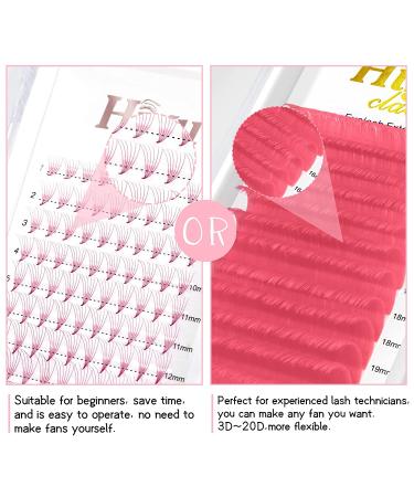 Pink 6D Colored Premade Fans Lash Extensions | Short Stem Pointy Base | Volume Fans | 0.07 D Curl | Mix 8-15 | Eyelash Extensions - Buy Online on SooperMarket.com