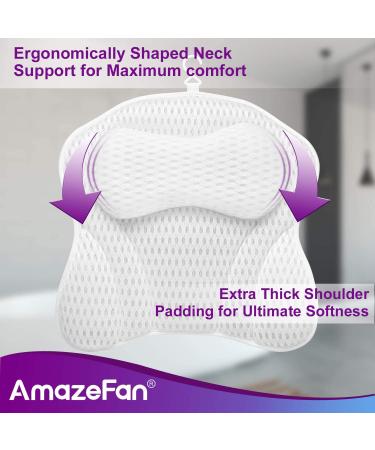 AmazeFan Luxury Bath Pillow with 4D Air Mesh Technology - Ergonomic Spa Pillow for Head, Back, Shoulder, and Neck Support - 6 Suction Cups - Fits All Bathtubs, Hot Tubs, and Home Spas (US Patent) - Buy Online on SooperMarket.com