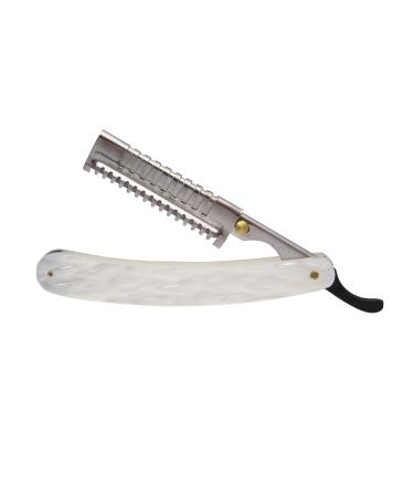 High-quality thinning knife with mother-of-pearl handle 53 mm working length - incl. 4 attachments
