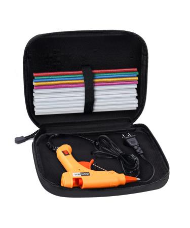 QUIWELL GL02 Mini Hot Glue Gun Kit with Glue Sticks (8 Long 5 Colored Sticks) 40W Hot Melt Glue Gun with Carry Case for Arts Wood Projects Home Quick Repairs