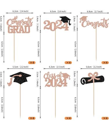 Rsstarxi 24 Pack Class of 2024 Cupcake Toppers 2024 Graduation Congrats Grad Diploma Cap Cupcake Picks Decors for So Proud of You 2024 Graduation Theme Party Cake Decorations Rose Gold - Buy Online on SooperMarket.com