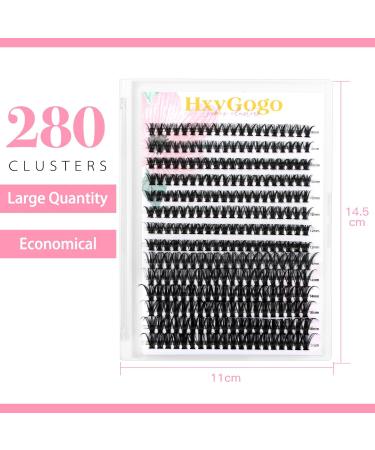 HxyGogo Wispy Cluster Lash Extensions 280Pcs - DIY Individual D Curl Lashes for Natural Fluffy Look 8-16MM - Reusable and Easy to Apply at Home - Buy Online on SooperMarket.com